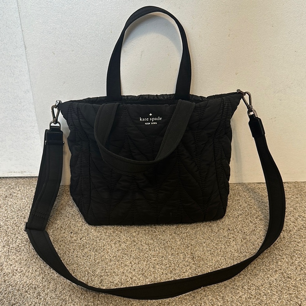 Kate Spade Black Nylon Quilted Tote Bag